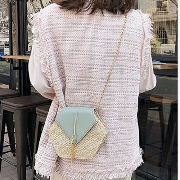 Crossbody Bag Women Tassel Small Straw Beach Bag Satchel Bag Outdoor Fashion - Picture 3 of 3